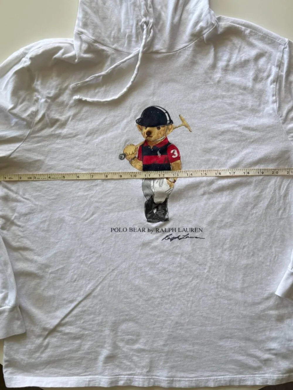 Polo Ralph Lauren Men L Polo Bear Lightweight Cotton Jersey Hooded T-Shirt White